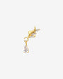 Willow Rain Flatback Stud, gold with clear cubic zirconia, detail view