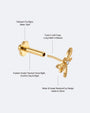 Enchanted Dragonfly Flatback Stud - Threadless - Gold Crystal Clear - push pin construction