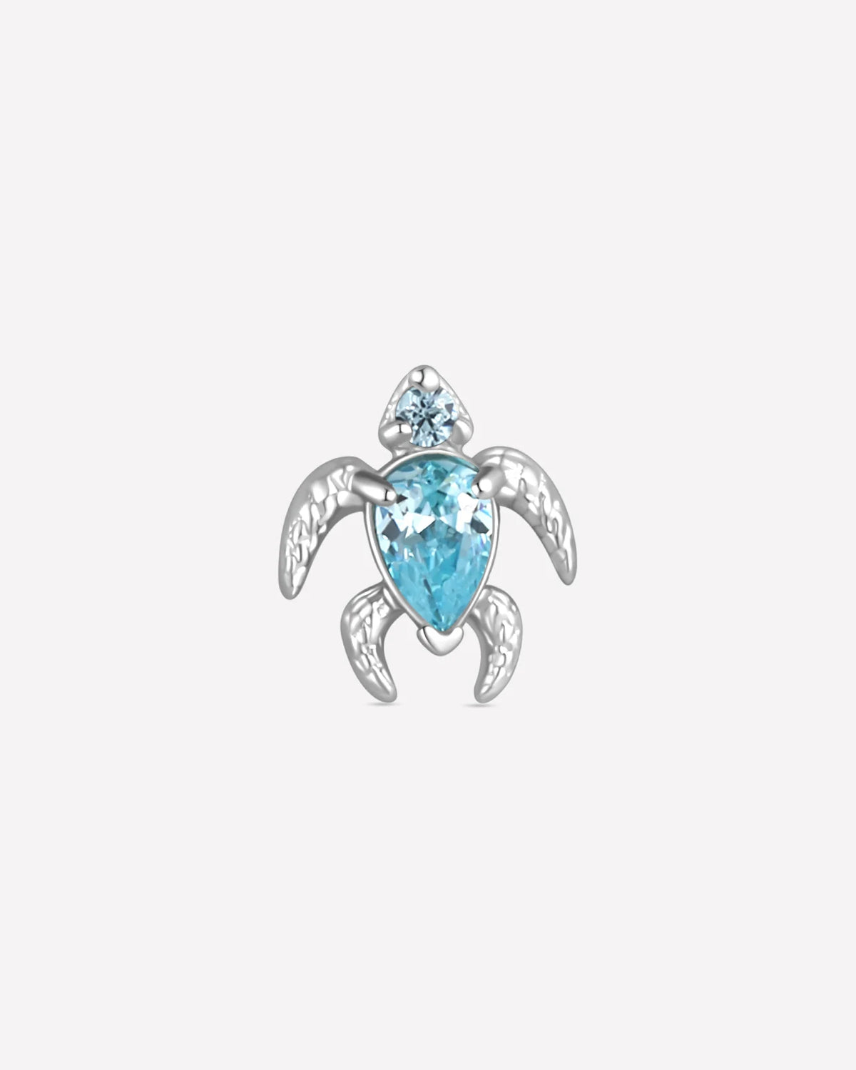 Thalassa Sea Turtle Flatback Stud - Silver Ocean Mist - CS-KSD-0192-TI-G-QHL - 01