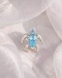 Thalassa Sea Turtle Flatback Stud - Silver Ocean Mist - CS-KSD-0192-TI-G-QHL - 04