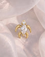 Thalassa Sea Turtle Flatback Stud - Gold Crystal Clear - CS-KSD-0192-TI-J-B - 05