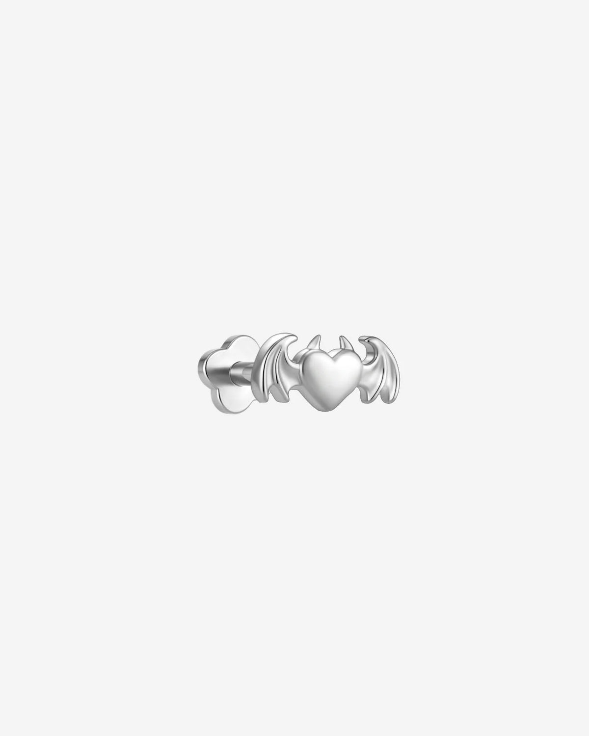 Wicked Sweetheart Flatback Stud in silver tone - side view