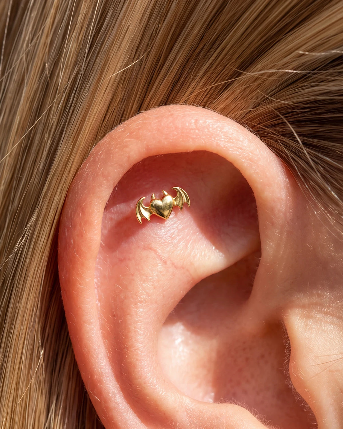 Wicked Sweetheart Flatback Stud in gold tone - flat piercing styling