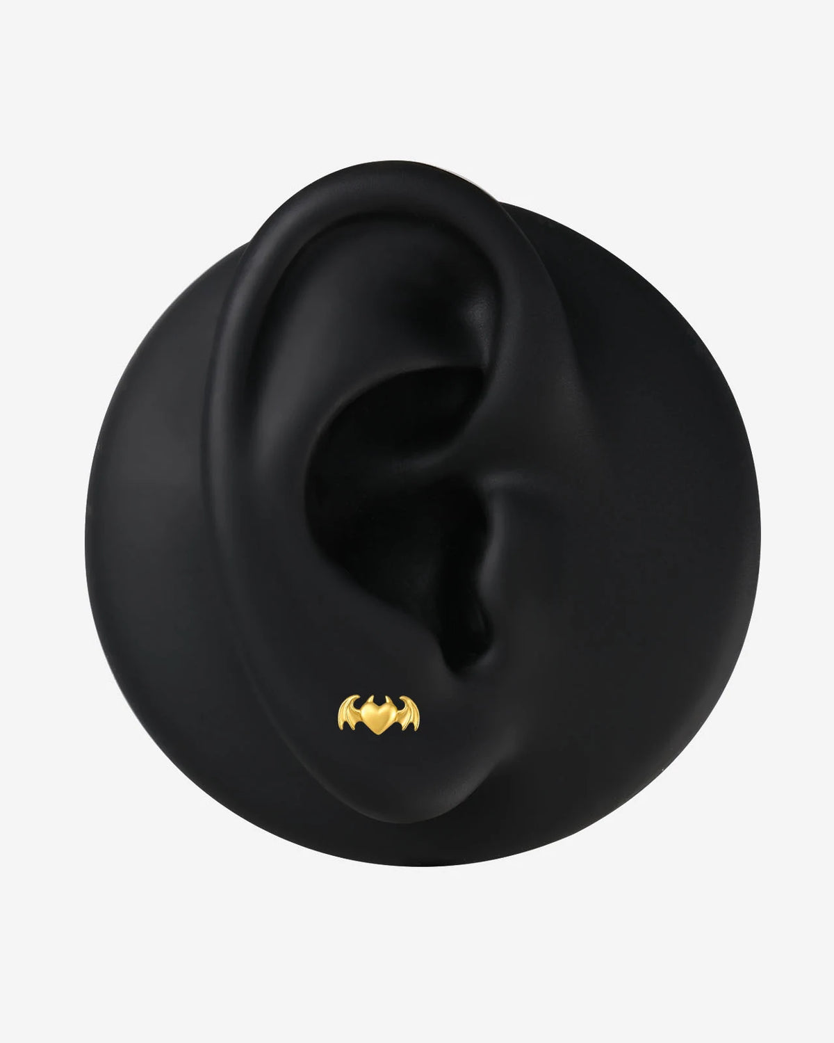 Wicked Sweetheart Flatback Stud in gold tone - lobe display