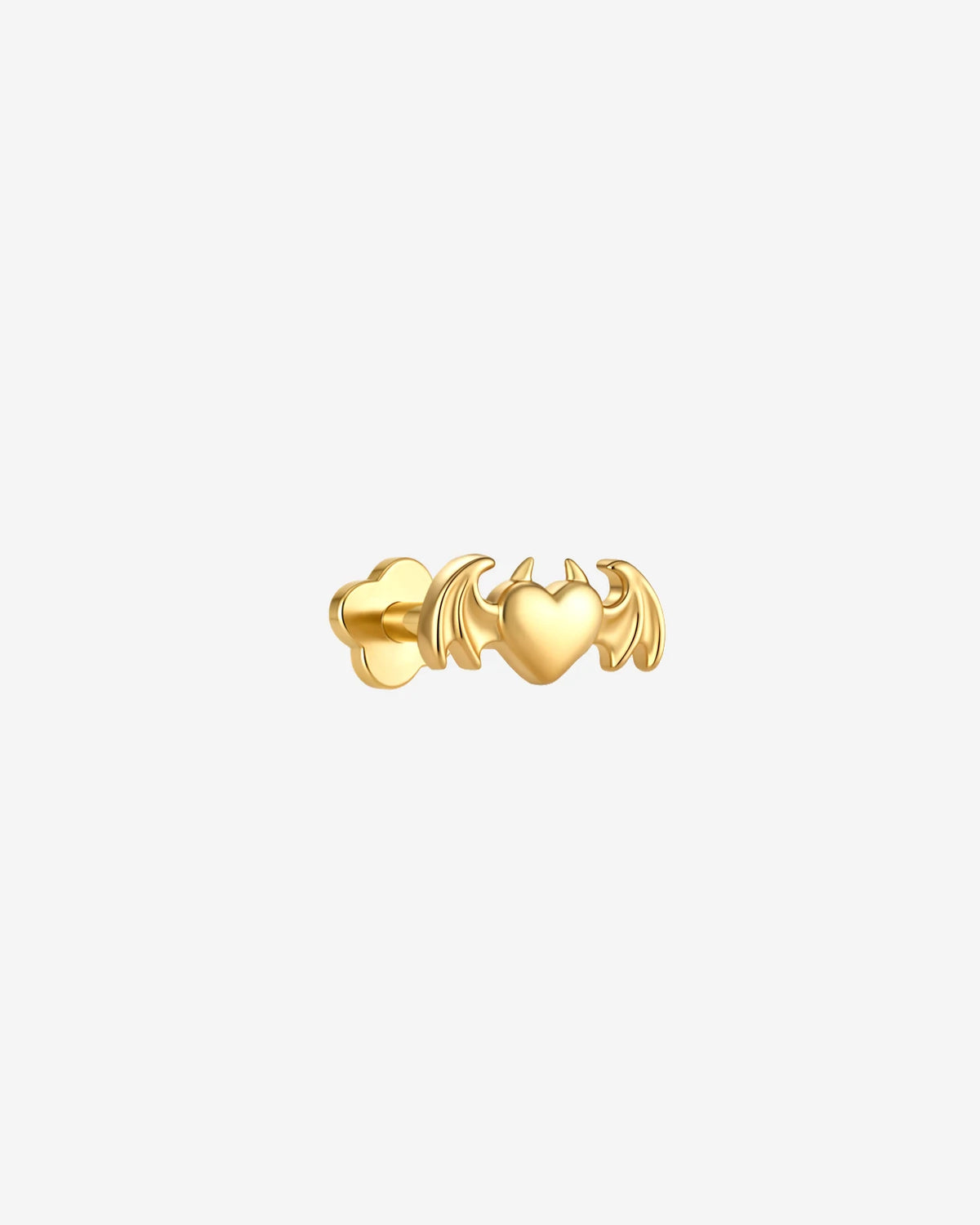 Wicked Sweetheart Flatback Stud in gold tone - side view