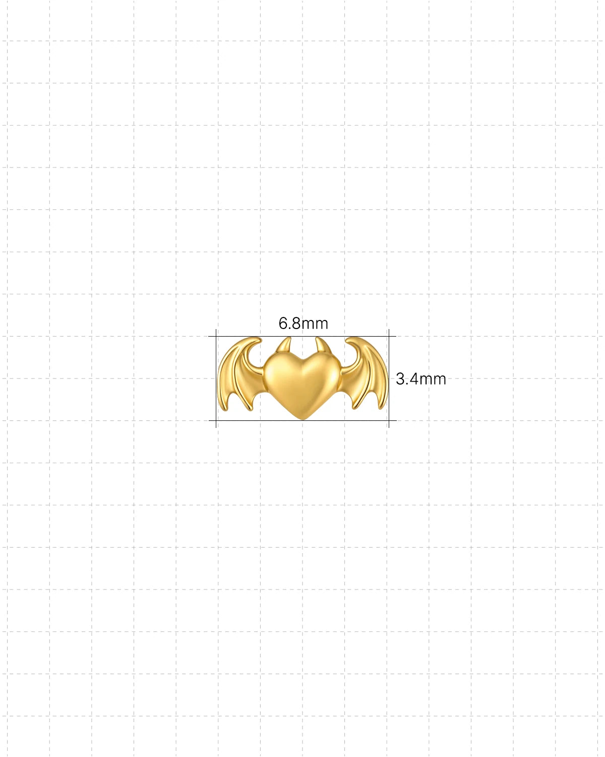 Wicked Sweetheart Flatback Stud in gold tone - dimensions 6.8mm wide by 3.4mm high