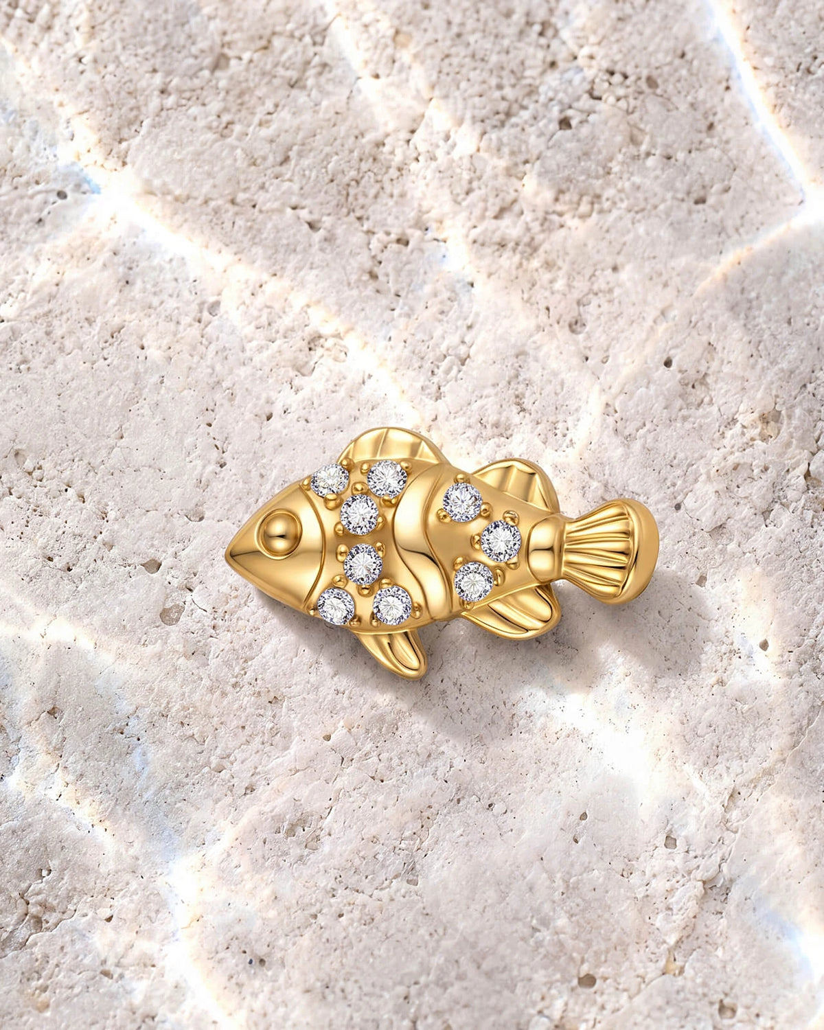 Coral Clownfish Flatback Stud - Gold Crystal Clear - CS-KSD-0279-TI-J-B - 03