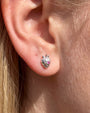 Strawberry Crush Flatback Stud, threadless, silver with pink red stone, ear styling