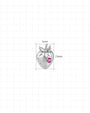Strawberry Crush Flatback Stud, threadless, silver with pink red stone, 5mm by 7.5mm dimensions