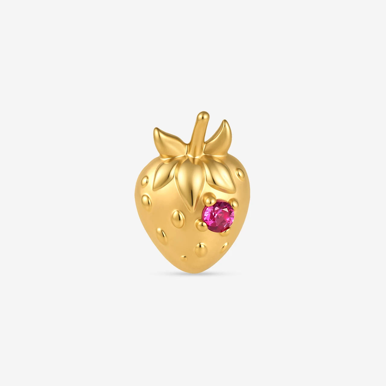 Strawberry Crush Flatback Stud, threadless, gold with pink red stone, product view