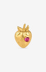 Strawberry Crush Flatback Stud, threadless, gold with pink red stone, product view