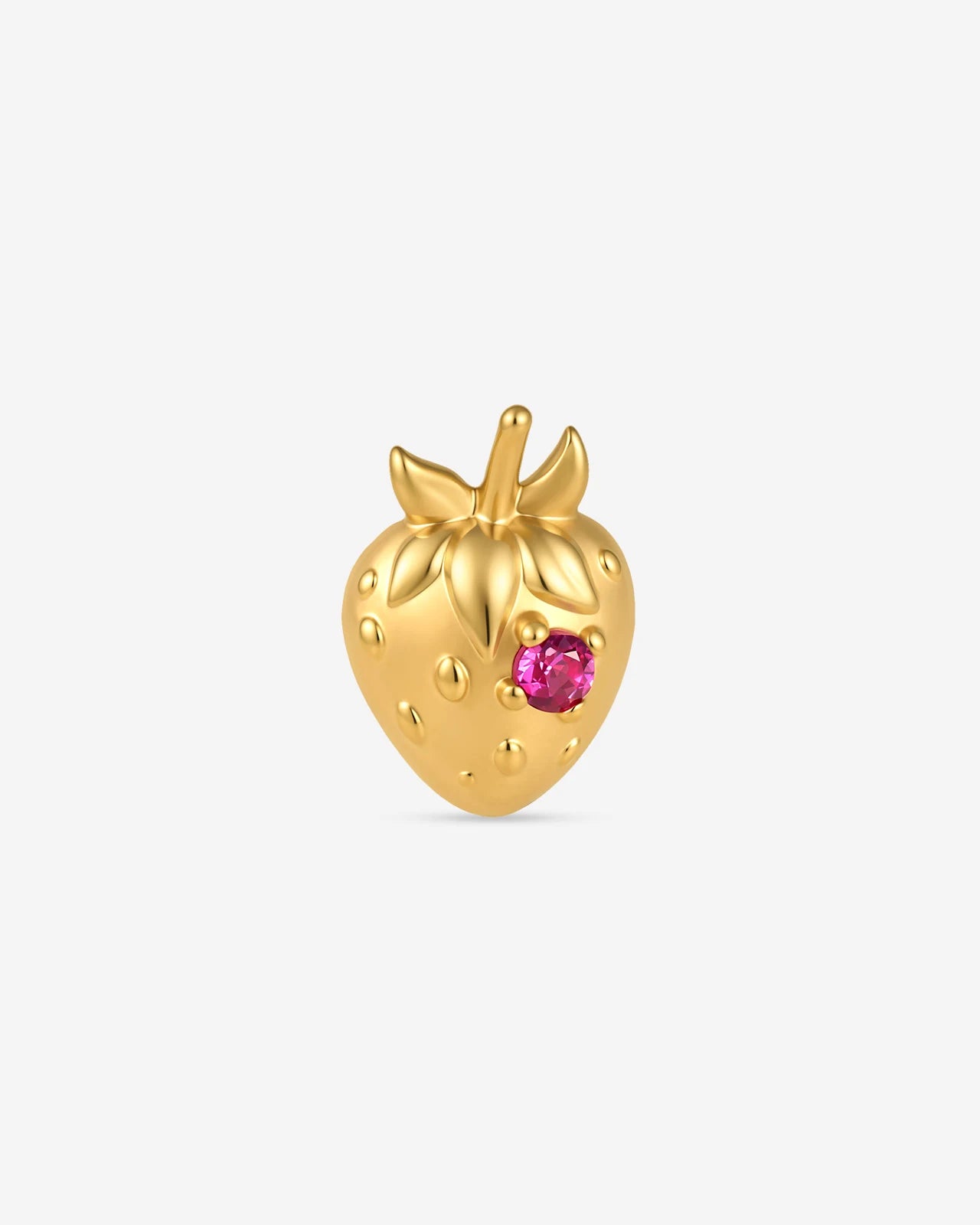 Strawberry Crush Flatback Stud, threadless, gold with pink red stone, product view