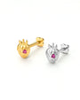Strawberry Crush Flatback Stud, threadless, gold with pink red stone, product view