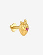 Strawberry Crush Flatback Stud, threadless, gold with pink red stone, product view