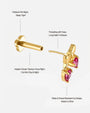 Cherry Sweetheart Flatback Stud, threadless, gold bow with heart shaped cherry stones, product view