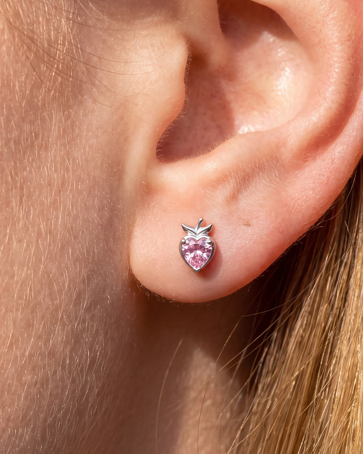 Peach Blush Flatback Stud - Silver - ear styling