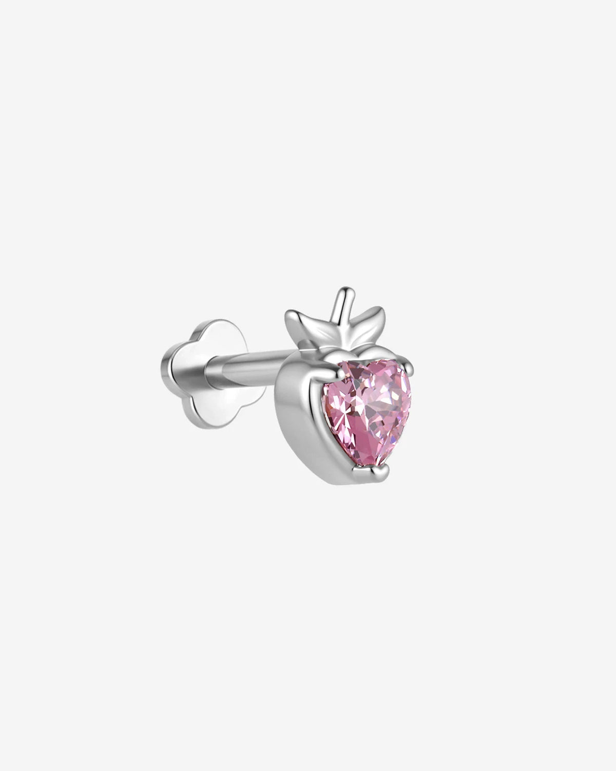 Peach Blush Flatback Stud - Silver - product view 8