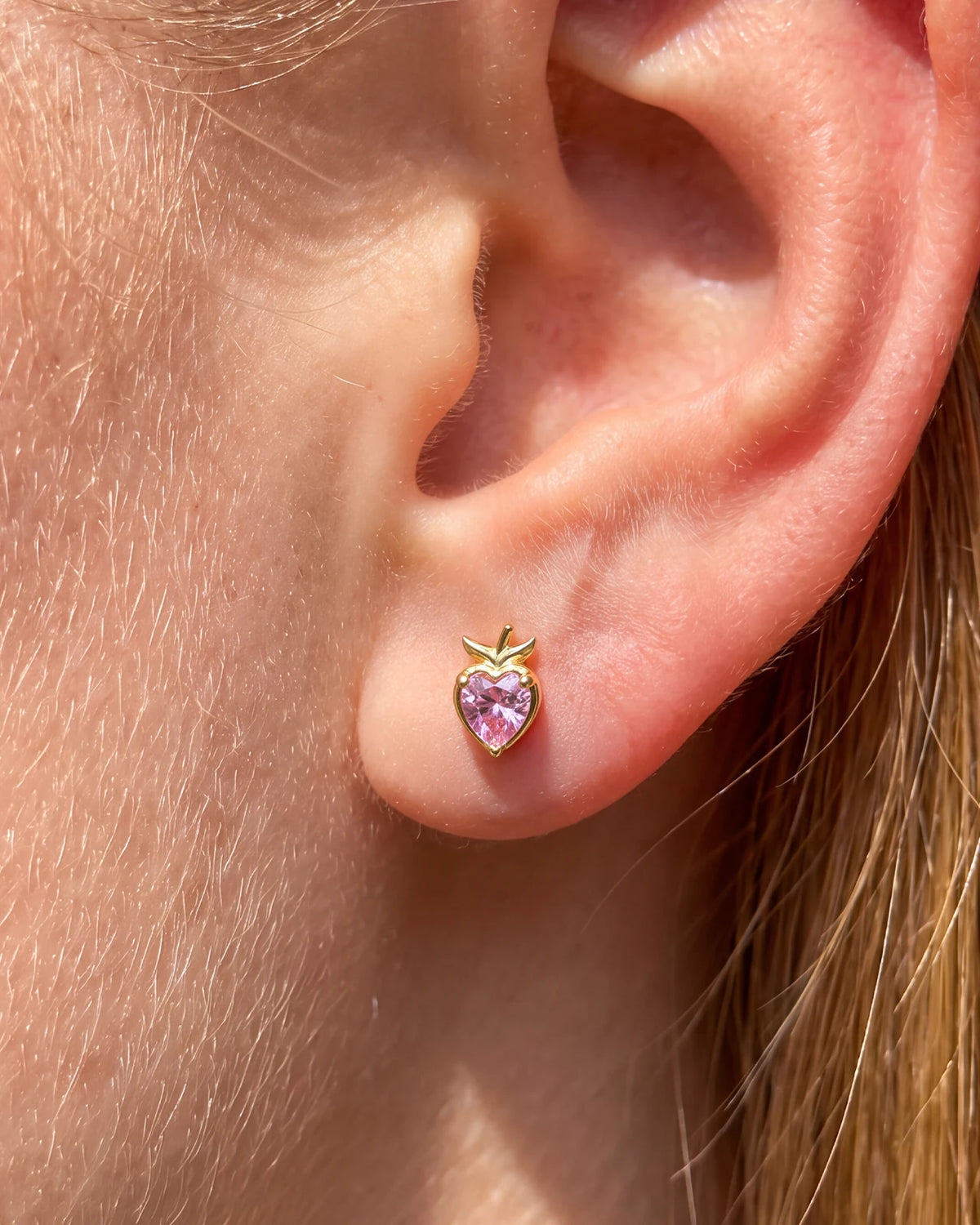 Peach Blush Flatback Stud - Gold - ear styling