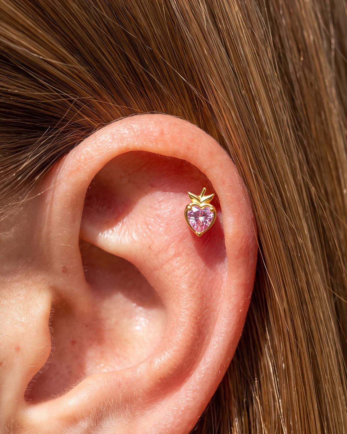 Peach Blush Flatback Stud - Gold - ear styling