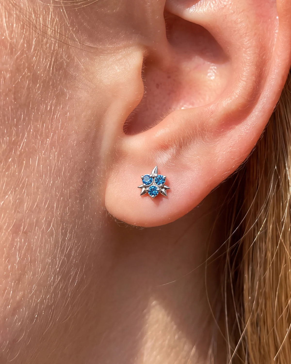 Blueberry Kiss Flatback Stud - Silver - ear styling