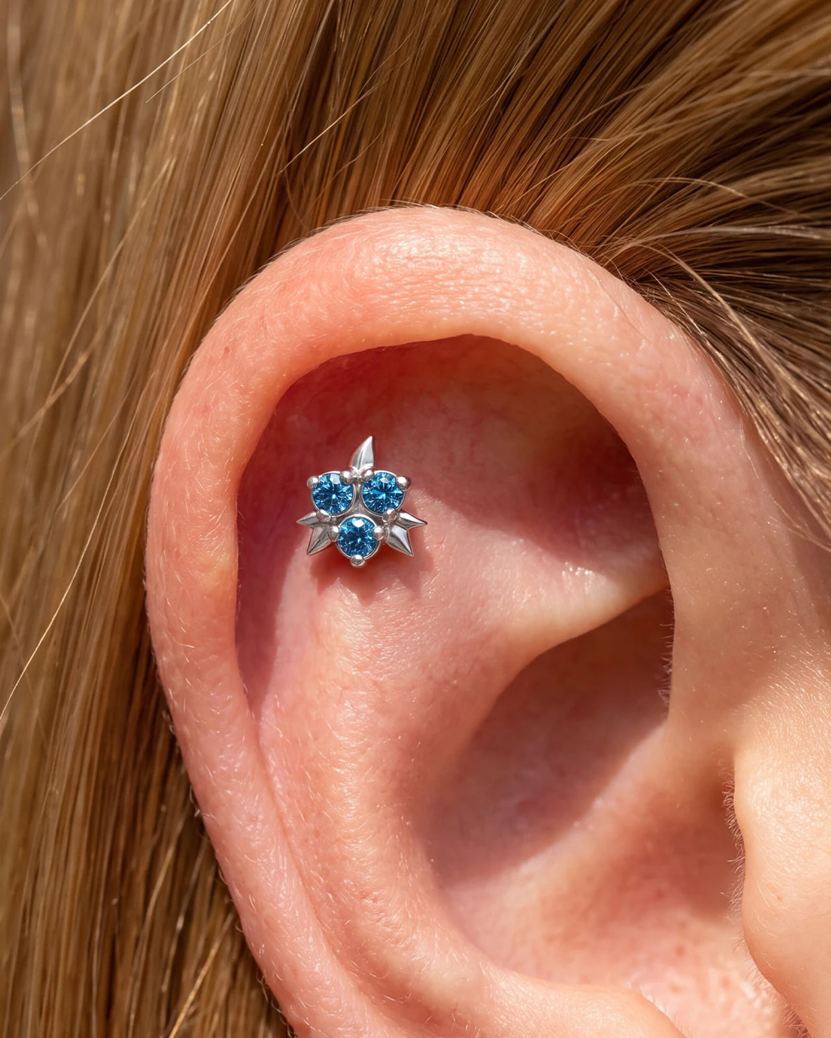 Blueberry Kiss Flatback Stud - Silver - ear styling