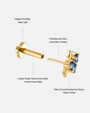 Blueberry Kiss Flatback Stud - Gold - threadless push pin construction