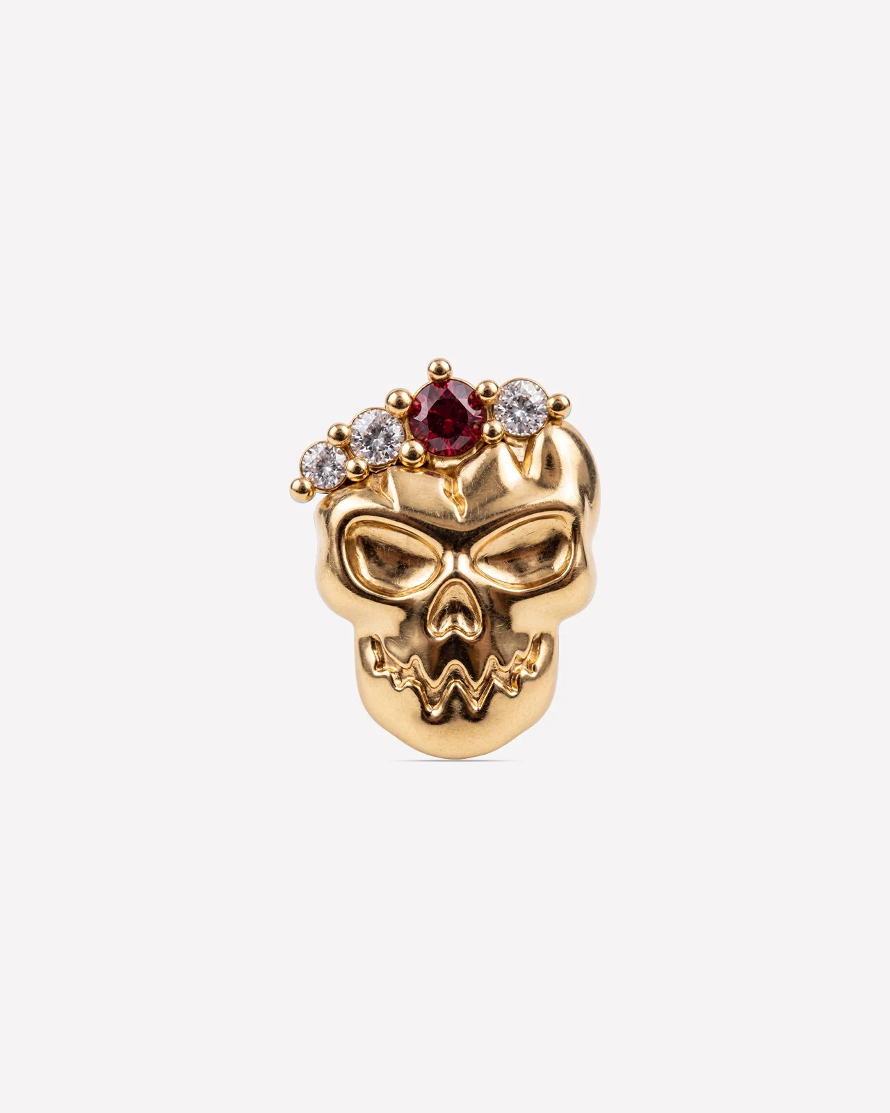 Midnight Mischief Skull Flatback Stud - Gold Garnet Red - CS-KSD-0338-PIN-TI-J-SH - 01