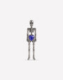Undead Love skeleton flatback stud, silver with purple blue heart zirconia, front view