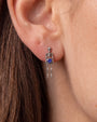 Undead Love skeleton flatback stud, silver with purple blue heart zirconia, lobe styling