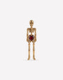 Undead Love skeleton flatback stud, gold with red heart zirconia, front view