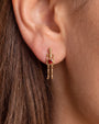 Undead Love skeleton flatback stud, gold with red heart zirconia, lobe styling