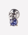 Skull Melt Flatback Stud in silver tone with purple cubic zirconia - front view