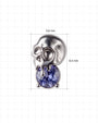 Skull Melt Flatback Stud in silver tone with purple cubic zirconia - dimensions 5.6mm wide by 8.4mm high