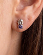 Skull Melt Flatback Stud in silver tone with purple cubic zirconia - lobe styling