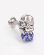 Skull Melt Flatback Stud in silver tone with purple cubic zirconia - side view