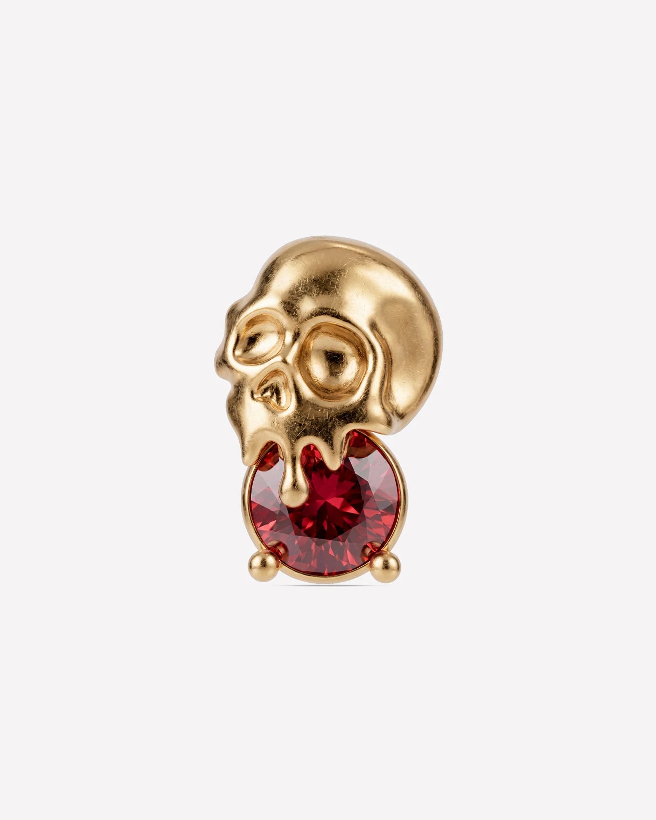 Skull Melt Flatback Stud - Gold Garnet Red - CS-KSD-0347-PIN-TI-J-SH - 01