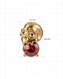 Skull Melt Flatback Stud in gold tone with garnet red cubic zirconia - dimensions 5.6mm wide by 8.4mm high