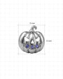 Wicked Grin pumpkin flatback stud, silver with purple blue cubic zirconia, 7.1mm by 7.3mm dimensions