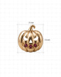 Wicked Grin pumpkin flatback stud, gold with red cubic zirconia, 7.1mm by 7.3mm dimensions