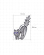 Spooked Kitty Flatback Stud in silver tone with purple cubic zirconia eyes - dimensions 9.3mm wide by 12.2mm high