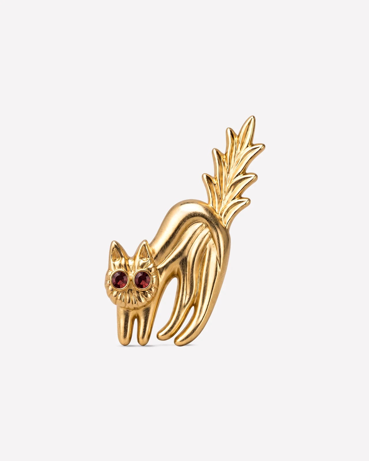 Spooked Kitty Flatback Stud - Gold Garnet Red - CS-KSD-0349-PIN-TI-J-SH - 01