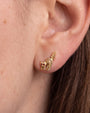Spooked Kitty Flatback Stud in gold tone with garnet red cubic zirconia eyes - lobe styling
