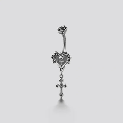 SACRED HEART CROSS BELLY BUTTON RING