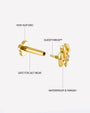 Gold Abyssal Trident flatback stud product features