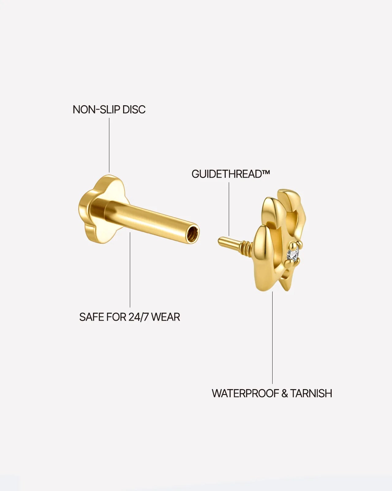 Gold Abyssal Trident flatback stud product features