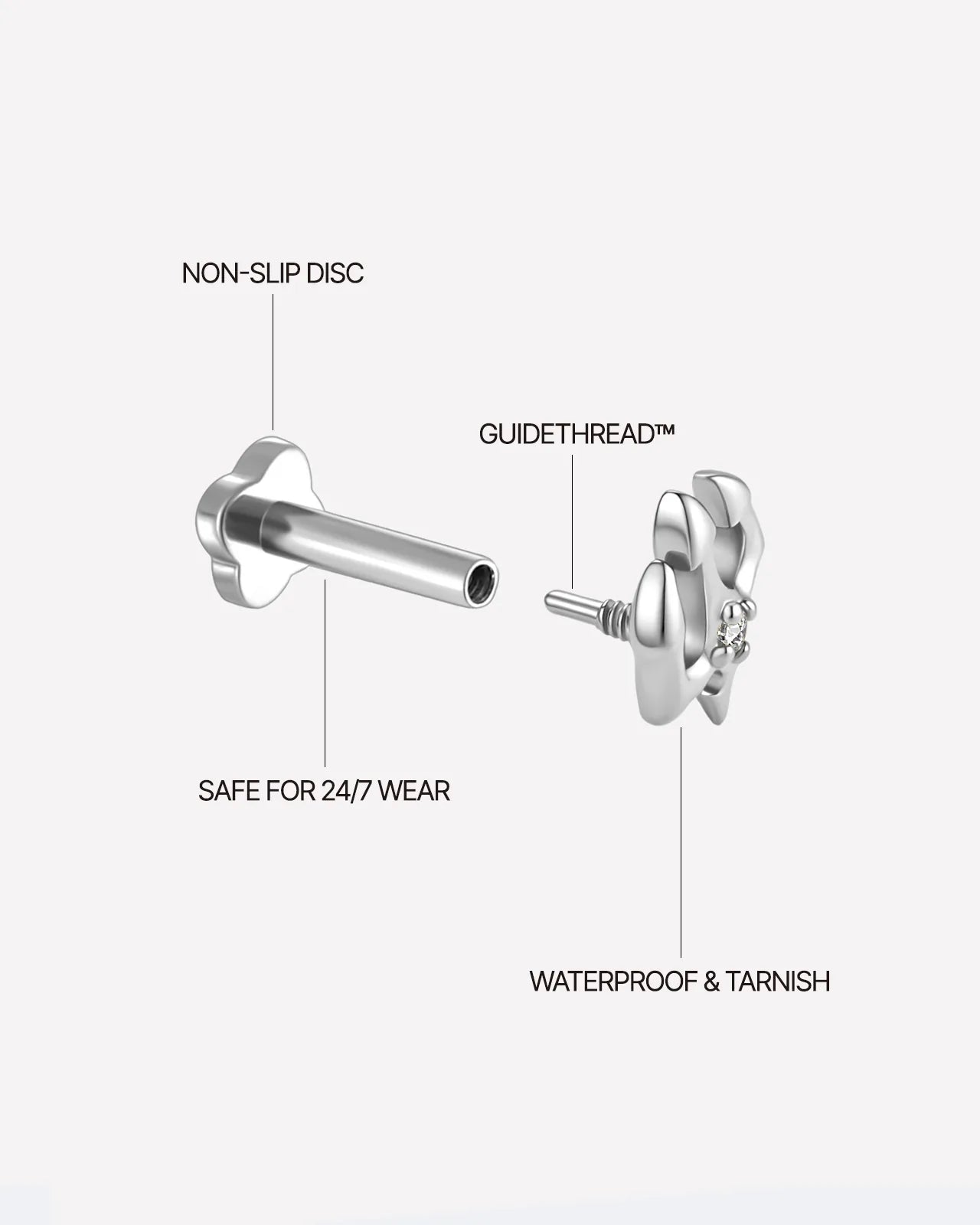Silver Abyssal Trident flatback stud product features