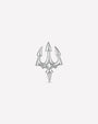 Abyssal Trident flatback stud in polished silver titanium with clear cubic zirconia