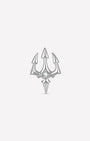 Abyssal Trident flatback stud in polished silver titanium with clear cubic zirconia