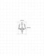 Silver Abyssal Trident jewelry front dimensions 5.6mm by 8.5mm