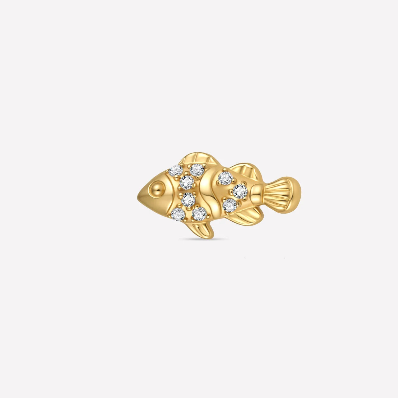 Coral Clownfish Flatback Stud in gold with Crystal Clear zirconia